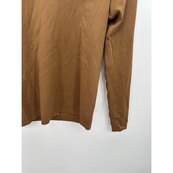 OQQ Shirt Women Size L Brown Long Sleeve Nylon Spandex Fitted Compression Top - Picture 3 of 6